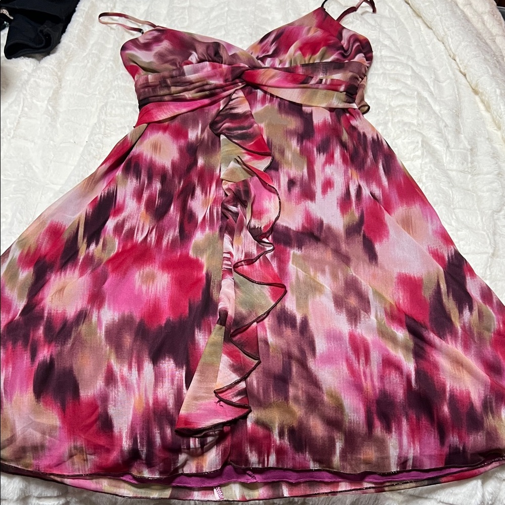 Speckles Vibrant Pink and Red Sleeveless Dress
